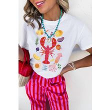 White Crawfish Food Ingredient Graphic Crewneck Tee