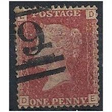 1858 SG43 1d Red Plate 122 Fine Used Check Letters "DE".