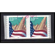 Used 3281c 33c U.S. Flag Over City Fine CNP Left 4444 PA2087