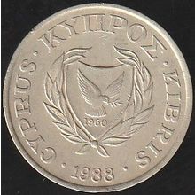 1988 Cyprus 5 Cents Coin