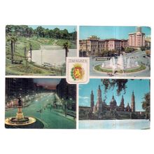 ZARAGOZA, SPAIN multiview 1960's .unused vintage postcard #