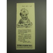 1948 Cow & Gate Milk Food Ad - That Cow & Gate look!