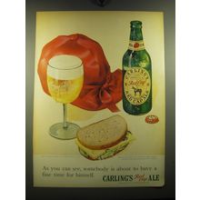 1949 Carling's Red Cap Ale Ad - As you can see, somebody is about to have