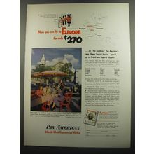 1952 Pan American Airlines Ad - Now you can fly to Europe for only $270