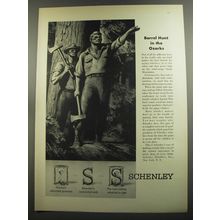 1952 Schenley Whiskey Ad - Barrel Hunt in the Ozarks