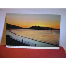 SUNSET AT PEEL, ISLE OF MAN unused vintage postcard by E T W Dennis dated 1975 #