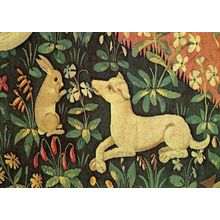 Paris Musee De Thermes Tenture De La Dame A La Licorne Tapestry Postcard
