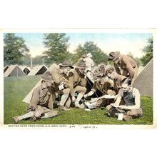 Getting News From Home US Army WW1 Military Old Postcard
