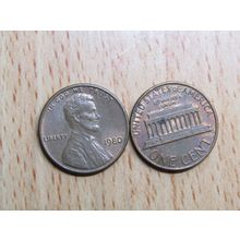 1980 USA 1 Cent Lincoln Memorial Coin