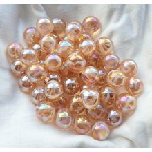PINKY 25 Beautiful Glass Marbles, Iridescent Pink & White Swirl, Brand New, 16mm