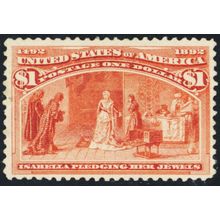 241, Mint VF LH $1 (Tiny thin speck) - Nice Centering SCV $1000 - Stuart Katz