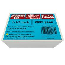 16 Gauge Angled Finish Nails 304 Stainless Steel, (1-1/4", 1-1/2", 2", 2-1/2"),
