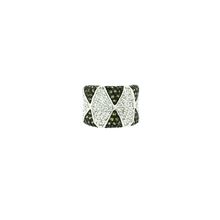 925 Sterling Silver Blacked Olive Green And White CZ Size 7.5 Ring 15.6 Grams