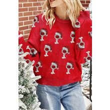 Racing Red Cheer for Christmas Round Neck Casual Sweater