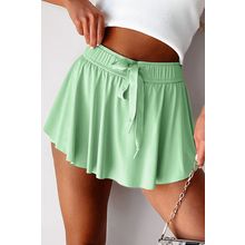 Light Green Drawstring High Waist Lined Tennis Skorts