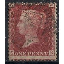 1858 SG43 1d Red Plate 213 Fine Used Check Letters "SK"