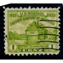 USA 1933 1c GREEN FORT DEARBON SG 727 FINE USED #5