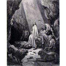 DANIEL IN THE DEN OF LIONS 1885 Gustave Doré - Piaud ANTIQUE ENGRAVING