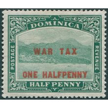 Dominica 1916 ½d on ½d deep green War Tax SG55 unused