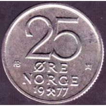 1977 Norway 25 Ore Coin