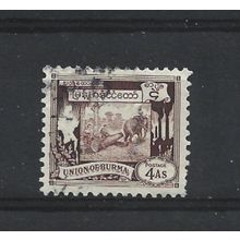 Burma.SG108 4a Elephant hauling log (Brown).Fine Used.Jul25e