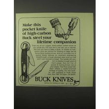 1975 Buck Knives Ad - High-Carbon Buck Steel