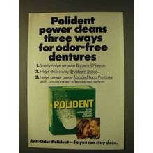 1979 Polident Denture Cleanser Ad - Cleans Three Ways
