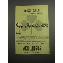 1948 Aer Lingus Irish Air Lines Ad - London - Dublin frequent flights daily