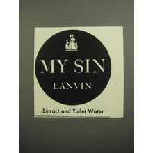 1952 Lanvin My Sin Extract and Toilet Water Advertisement