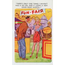 Theme Park Fun Fair Ride Big Dipper Admission Gate Comic Postcard