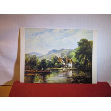 A WOODED RIVER SCENE by F W Watts art unused vintage postcard Medici Society =