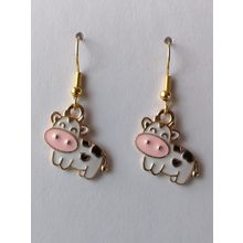 Enamel Cow Cute Kawaii Gold plated Earrings