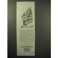 1930 Great Western and Southern Railways of England Ad - Shakespeare