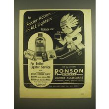 1945 Ronson Redskin Lighter Accessories Ad - For faster action in all lighters