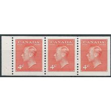 Canada 1950 SG423ca 4c Vermillion Booklet Pane of 3 Mounted Mint . ..