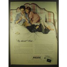 1945 Pacific Balanced Sheets Ad - My dearest three..