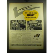 1949 Hertz Rent-a-Car Ad - Rent a new car from Hertz and drive it yourself