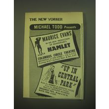 1945 Hamlet and Up in Central Park Plays Advertisement - Michael Todd Presents
