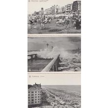 Blankenberge La Plage Rough Sea Panorama 3x Antique French Postcard s
