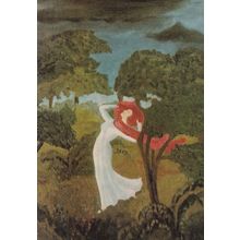 Hallina Walicka Lady In A Park Painting Postcard