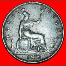 ⰆMISTRESS OF SEAS (1874-1894):GREAT BRITAIN★1/2 PENNY 1876H★LOW START★NO RESERVE