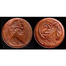Australia Two Cent 1974 Used Coin Frilled neck-lizard 2c QE II