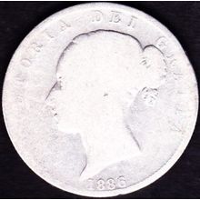 1886 Great Britain 1 Half Crown (2 & Half Shillings) Silver Coin