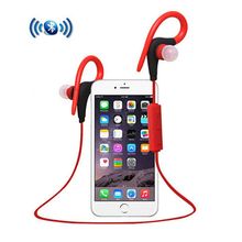 Bluetooth Headphone with Secure Ear Hook and Remote[ Red ]