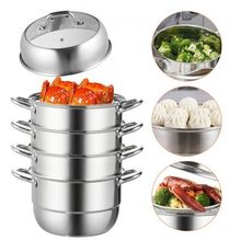 Dumpling Steamer Stainless Steel 5 Titer for for Cook Soup, Noodles, Fishes ...