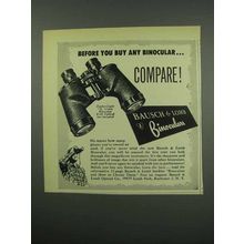 1954 Bausch & Lomb Binocular Ad - Before Buy Compare