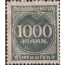 GERMANY, EMPIRE, number in circle, grey 1923, 1000M