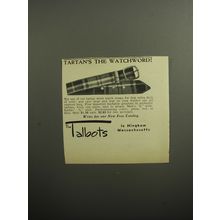 1951 Talbots Wrist Watch Straps Ad - Tartan's the watchword