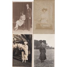 Antique Giant Hat Huge Bow Bowler Hats 4x RPC UNIQUE Fashion Postcard Bundle