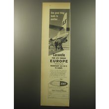 1959 SAS Scandinavian Airlines System Ad - Caravelle pure jets through Europe